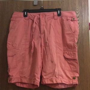 Coral cargo shorts